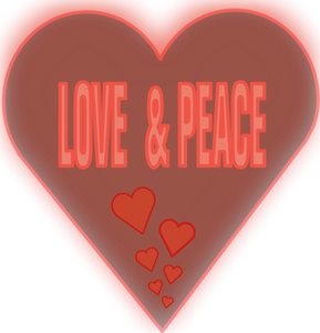 Rakkaus ja rauha sydänvektorikuvassa