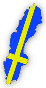 Swedish Flag In The Map of Sweden