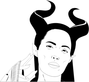 Vektorgrafikk utklipp av damen med bustete hår og ører