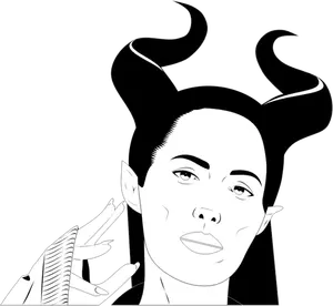 Vektor seni klip wanita dengan rambut runcing dan telinga