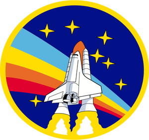 Vektorgrafik med rainbow raket shuttle