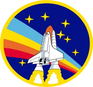 Vector graphics of rainbow rocket shuttle