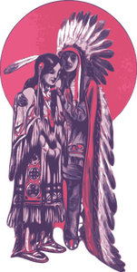 Native Amerikaanse echtpaar vector afbeelding