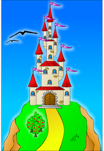 Een kasteel op de top van een heuvel vector afbeelding