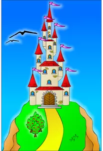 Een kasteel op de top van een heuvel vector afbeelding