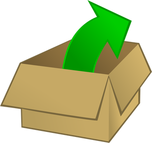 Vector illustraties van kartonnen doos met een uitgaande pijl