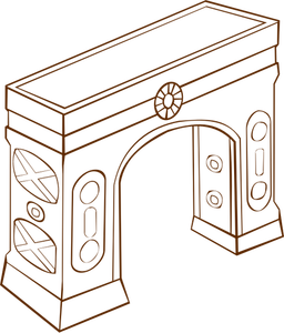 Ilustración vectorial de papel jugar icono de mapa del juego de un arco