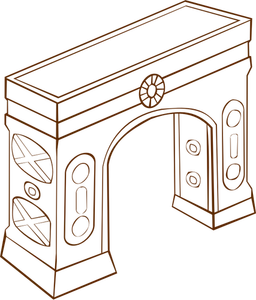 Ilustración vectorial de papel jugar icono de mapa del juego de un arco