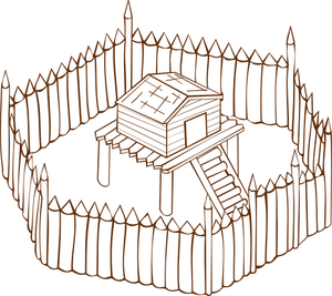 Vectorafbeeldingen van rol spelen spel Kaartpictogram voor een houten fort