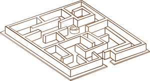 ClipArt vettoriali di ruolo gioca sull'icona della mappa di gioco per un labirinto