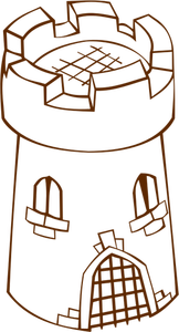 Disegno dell'icona mappa gioco gioco di ruolo per una torre rotonda vettoriale