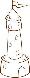 Vector drawing of role play game map icon for a round tower with a flag