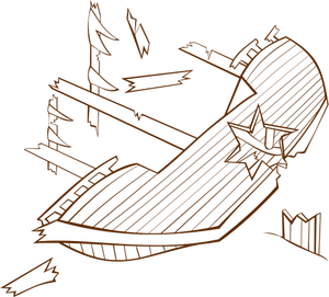 Ilustración vectorial de papel jugar icono de mapa del juego de un naufragio