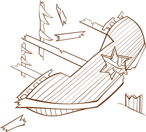 Vektör çizim rolü oynamak oyun harita simgesi için bir gemi enkazı