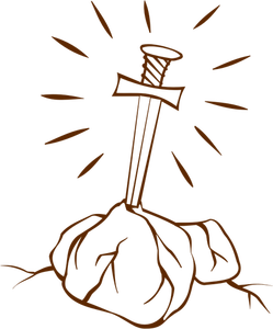 Image vectorielle du rôle jouer l'icône de la carte de jeu pour une épée dans la pierre