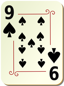 Sembilan sekop bermain kartu vektor ilustrasi