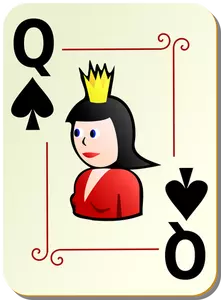 Královna piky hrací karta vektorové ilustrace