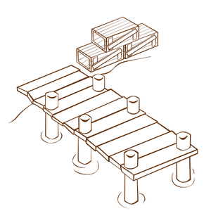 Barca de andocare RPG hartă simbol vector imagine