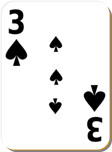 Trois de dessin vectoriel de carte à jouer pique