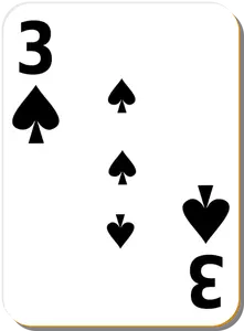 Trois de dessin vectoriel de carte à jouer pique
