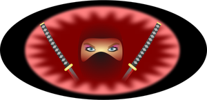 Donna ninja in illustrazione vettoriale rosso