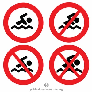 Inga varningsskyltar för simning