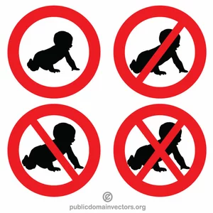 유아는 경고 표지판을 허용하지 않습니다.