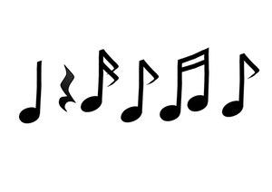 Immagine vettoriale note musicali di bianco e nero