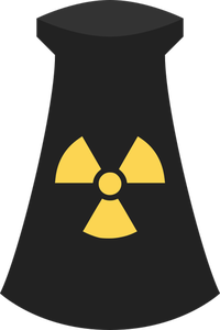 Vectorafbeeldingen van kernenergie plant zwarte en gele pictogram