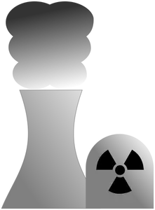Vektori ClipArt ydinvoimalan harmaasävymerkki