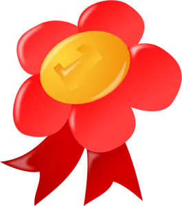 Gambar vektor pita merah dan kuning bunga