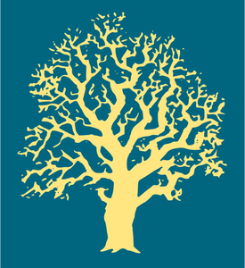Vector clip art of oaktree silhouette in yellow