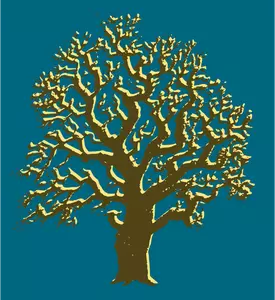 Gambar vektor siluet pohon ek coklat