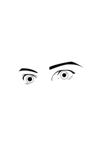 Vector afbeelding van verrast menselijke ogen kijken in zwart-wit