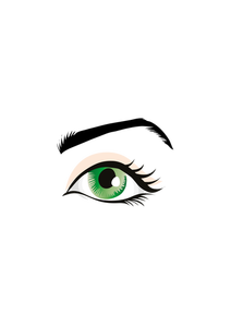 Ilustración de vector de ojo verde con sombra rosa