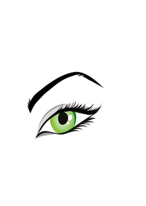 Vector afbeelding van dames groene ogen met wenkbrauwen