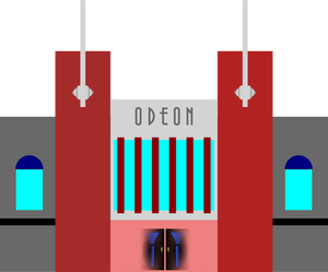 Odeon cinema building vector image