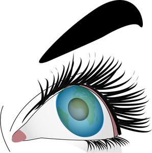 Illustration of close-up of a blue female eye