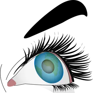 Illustrazione del primo piano di un occhio femminile blu
