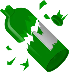 Roto en pedazos botella verde gráficos vectoriales