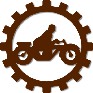Motociclista in un'immagine di vettore del segno dell'ingranaggio