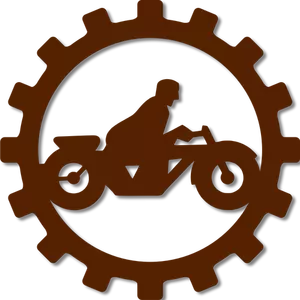 Motorbike rider in a gear sign vector image