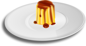 Vector miniaturi de crema caramel pe dinnerplate