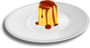 Vector clip art of creme caramel on dinnerplate