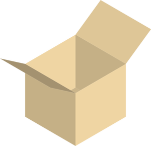 Immagine vettoriale della scatola di imballaggio giallo spalancata