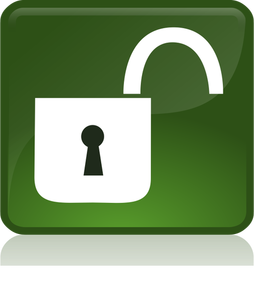 Lock geopend in groene knop vectorafbeeldingen