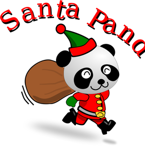 Laufenden Santa Panda-Vektor-Bild