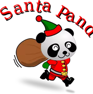 Lopende Santa Panda vector afbeelding