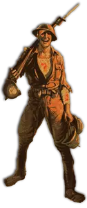 Vector afbeelding van soldaat met geweer.