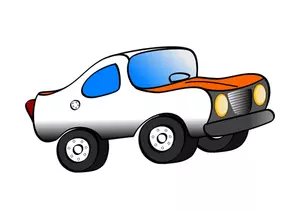 Vector drawing side view of orange car.